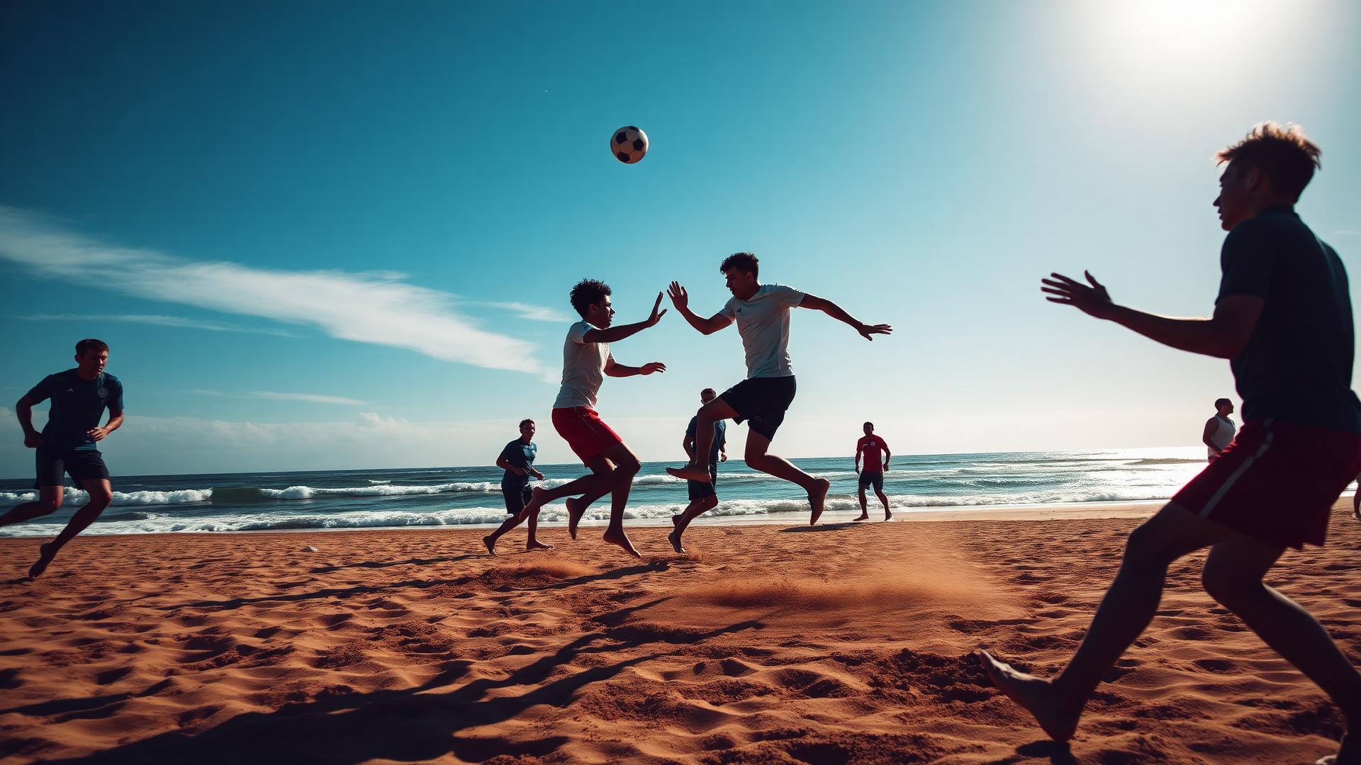 Partida de beach soccer no Espírito Santo